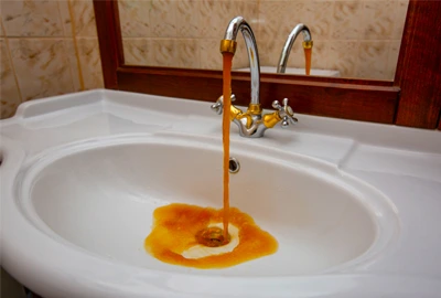 rusty water in sink